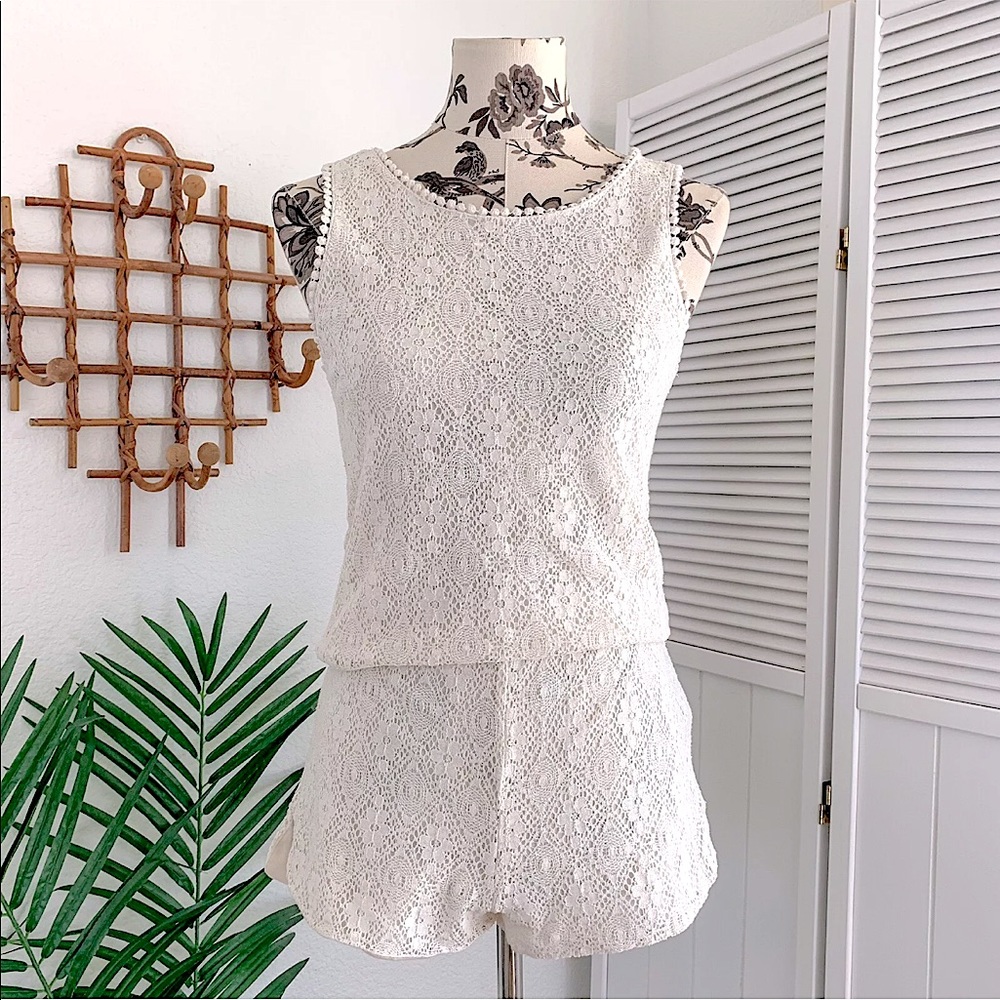 Zara Cream Crochet Lace Romper S